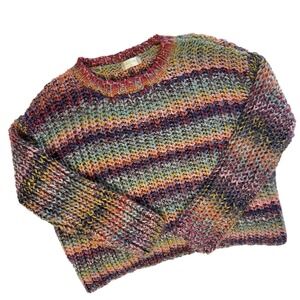 Altar'd State Rainbow Chunky Knit Sweater Women's Medium Boho Cozy